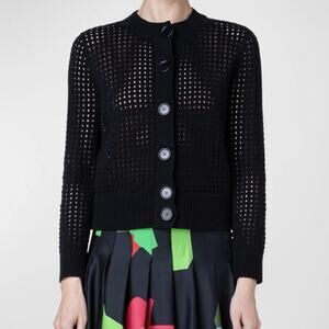 Akris Punto Women's Chunky Mesh Cotton Cardigan In Black Size 4